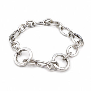 18K White Gold Circle and Oval Link Bracelet