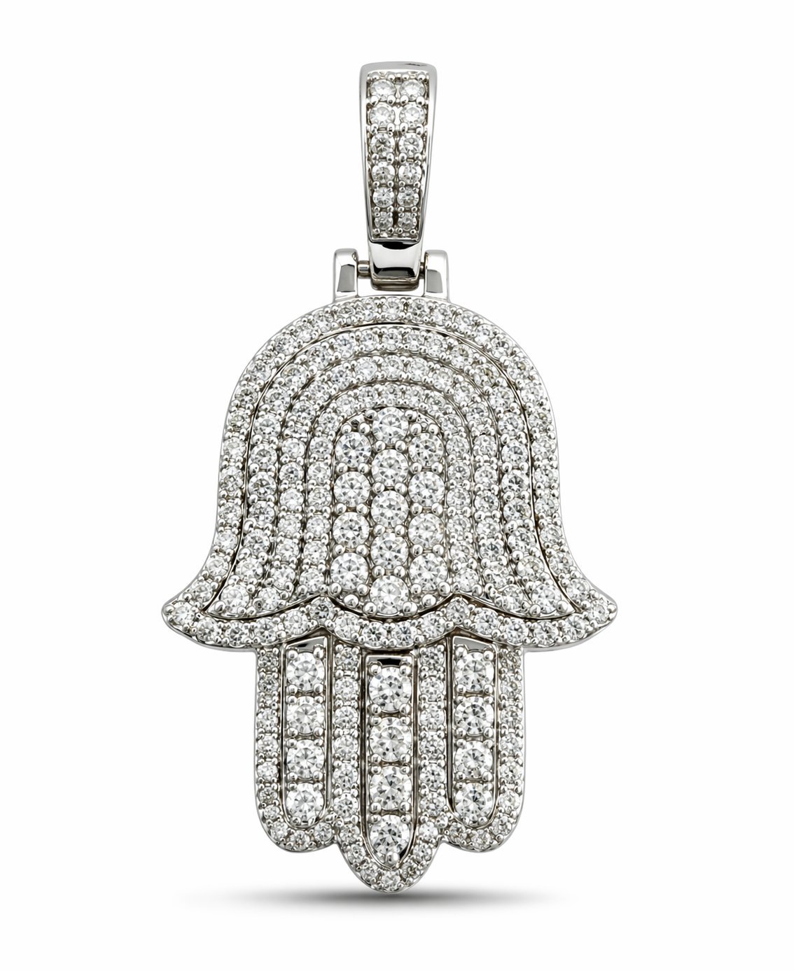 14K White Gold 1.4ct Diamond Hamsa Hand Pendant