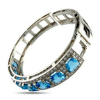 18K White Gold 2.8ct Diamond and Blue Topaz Bracelet