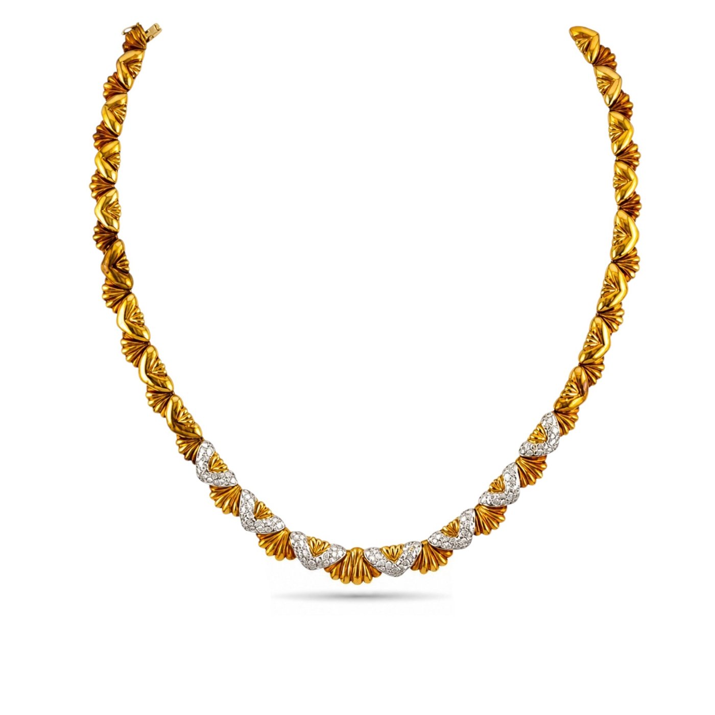 Vintage 18K Yellow Gold 3.05ct Diamond Flexible Choker Necklace
