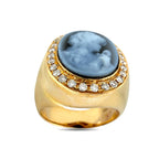 18K Yellow Gold Agate and 0.3ct Diamond Female Figure Ring