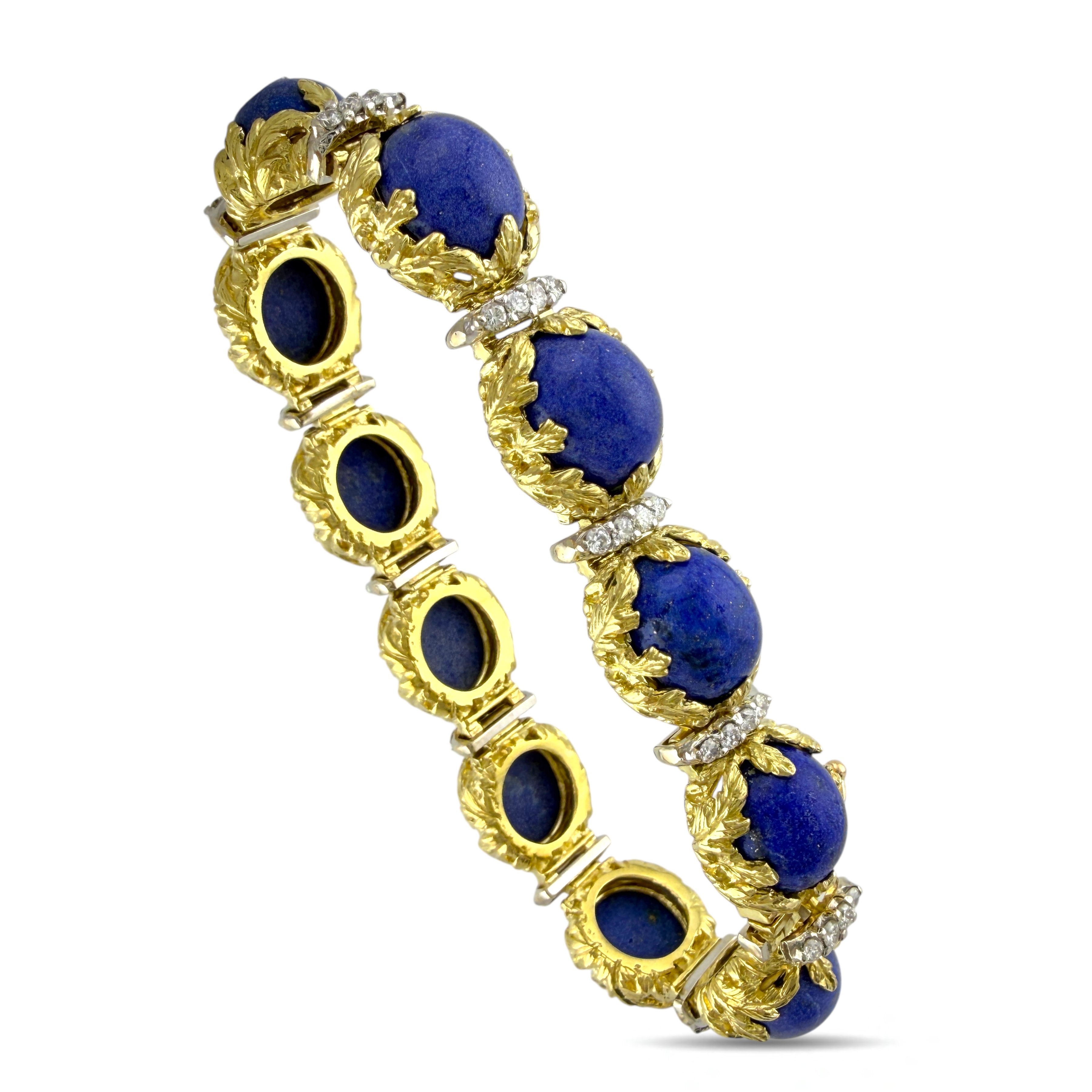 18 kt. Yellow gold, Exclusive French 18K Yellow Gold Lapis Lazuli and 2.20ct Diamond  2.20ct. tw. Diamond