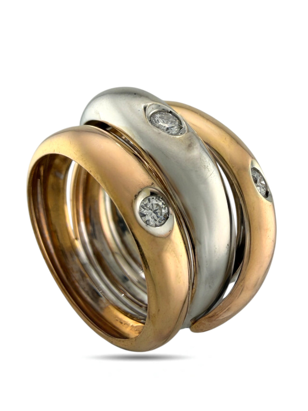 Two-Tone 18K Rose and White Gold 0.16ct Diamond Ring