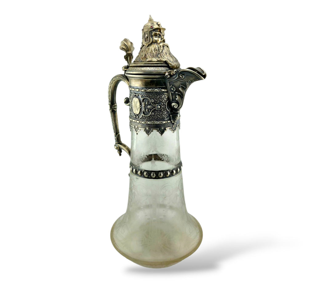Antique Imperial Faberge Silver Cut Glass Decanter Carafe Circa 1900s