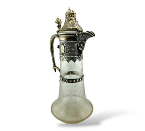 Antique Imperial Faberge Silver Cut Glass Decanter Carafe Circa 1900s