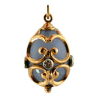Faberge Imperial Russian 56K (14K) Yellow Gold and Diamond Egg Pendant