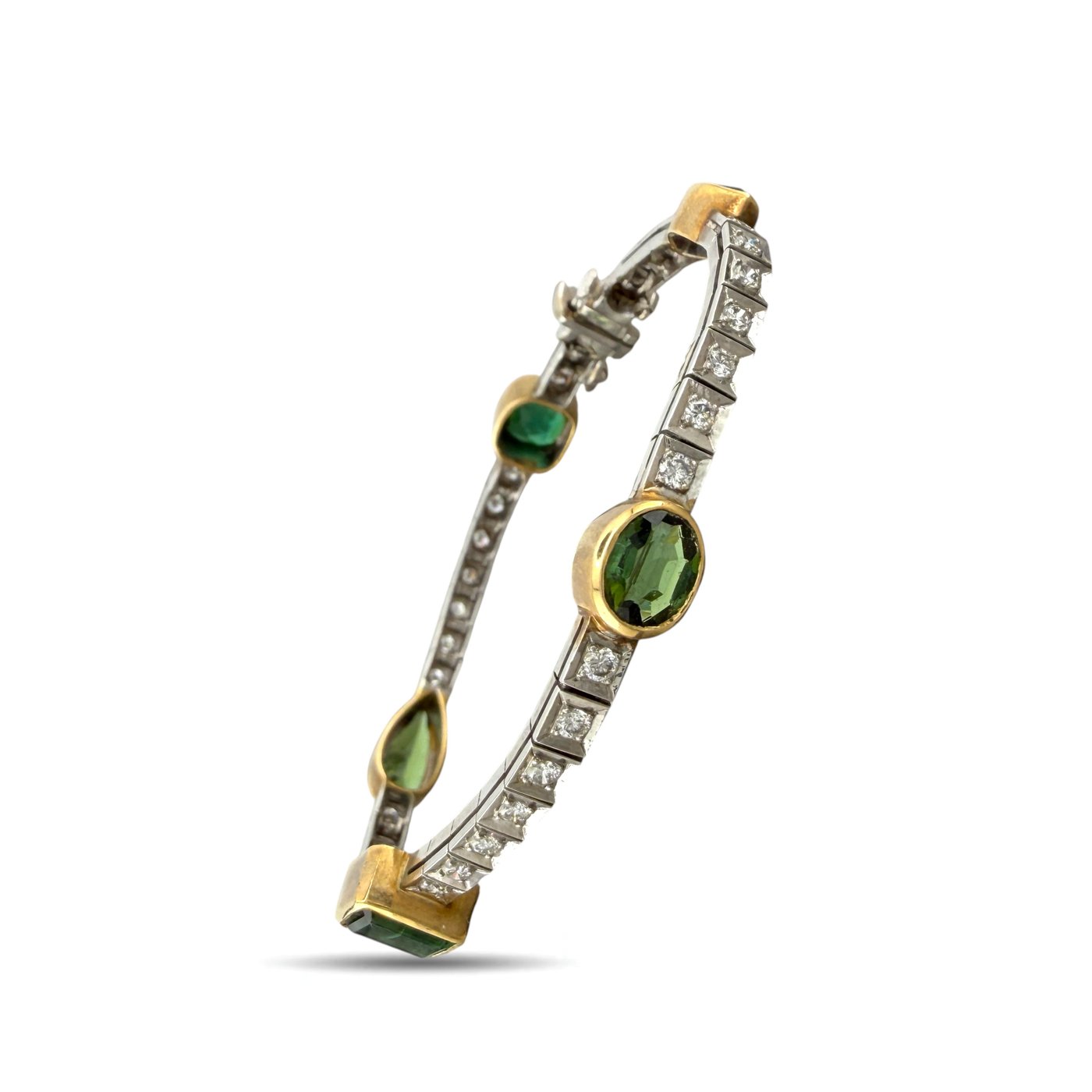 14K White Gold Peridot 1.80ct Diamond Bracelet