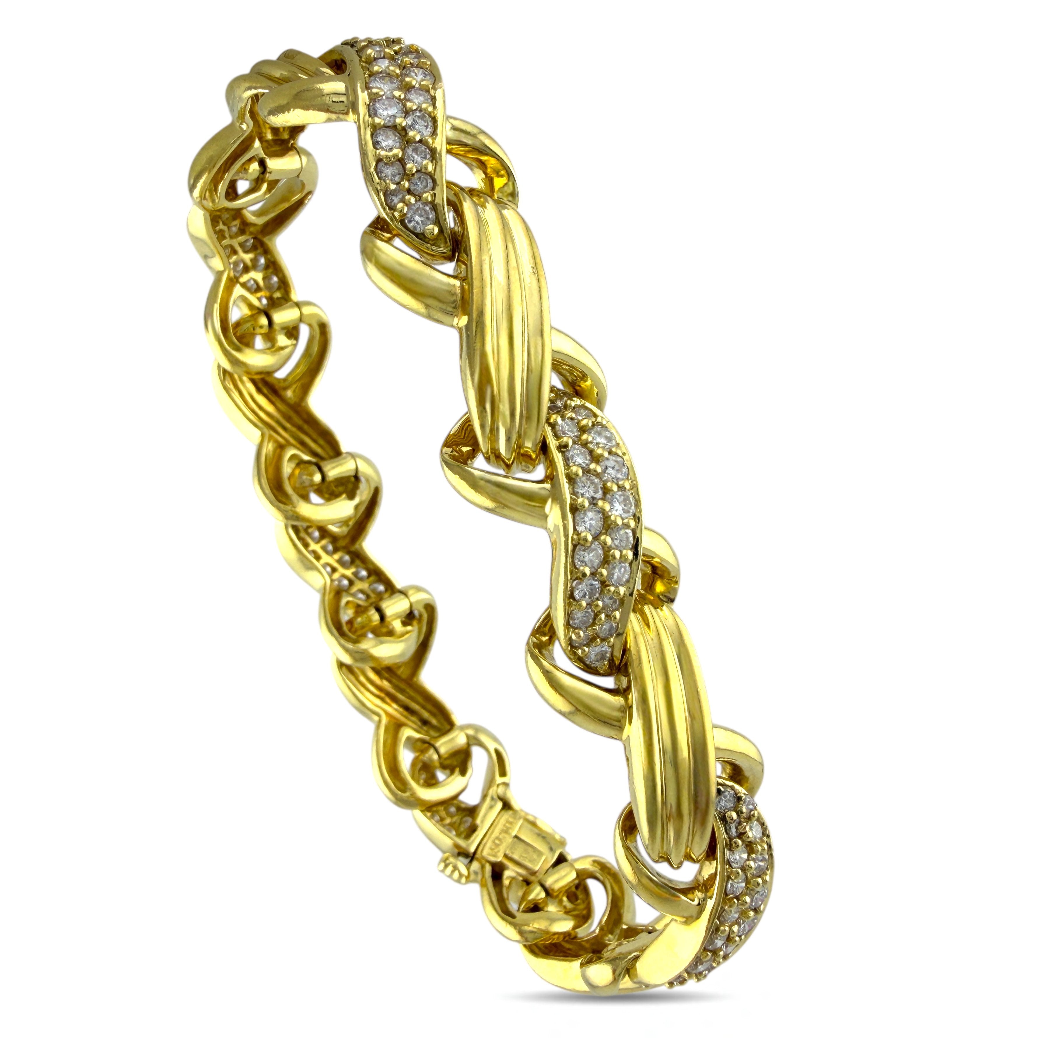 Jose Hess 18K Yellow Gold 7ct Diamond Necklace and Bracelet Suite