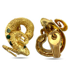 18K Yellow Gold Emerald Ram Clip-On Earrings