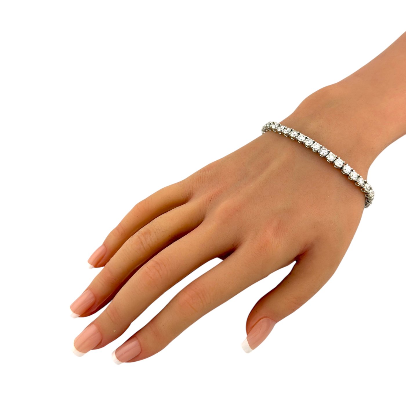 Certified 14K White Gold 12.3ct Diamond Tennis Bracelet