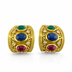 18K Yellow Gold Sapphire Diamond Ring and Earrings Set