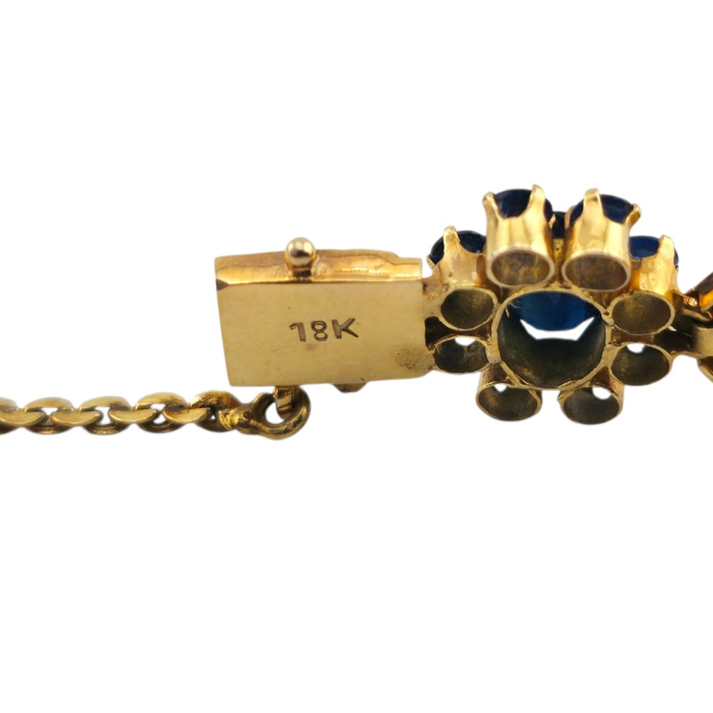 14K Yellow Gold 9.5ct Sapphire Floral Motif Bracelet
