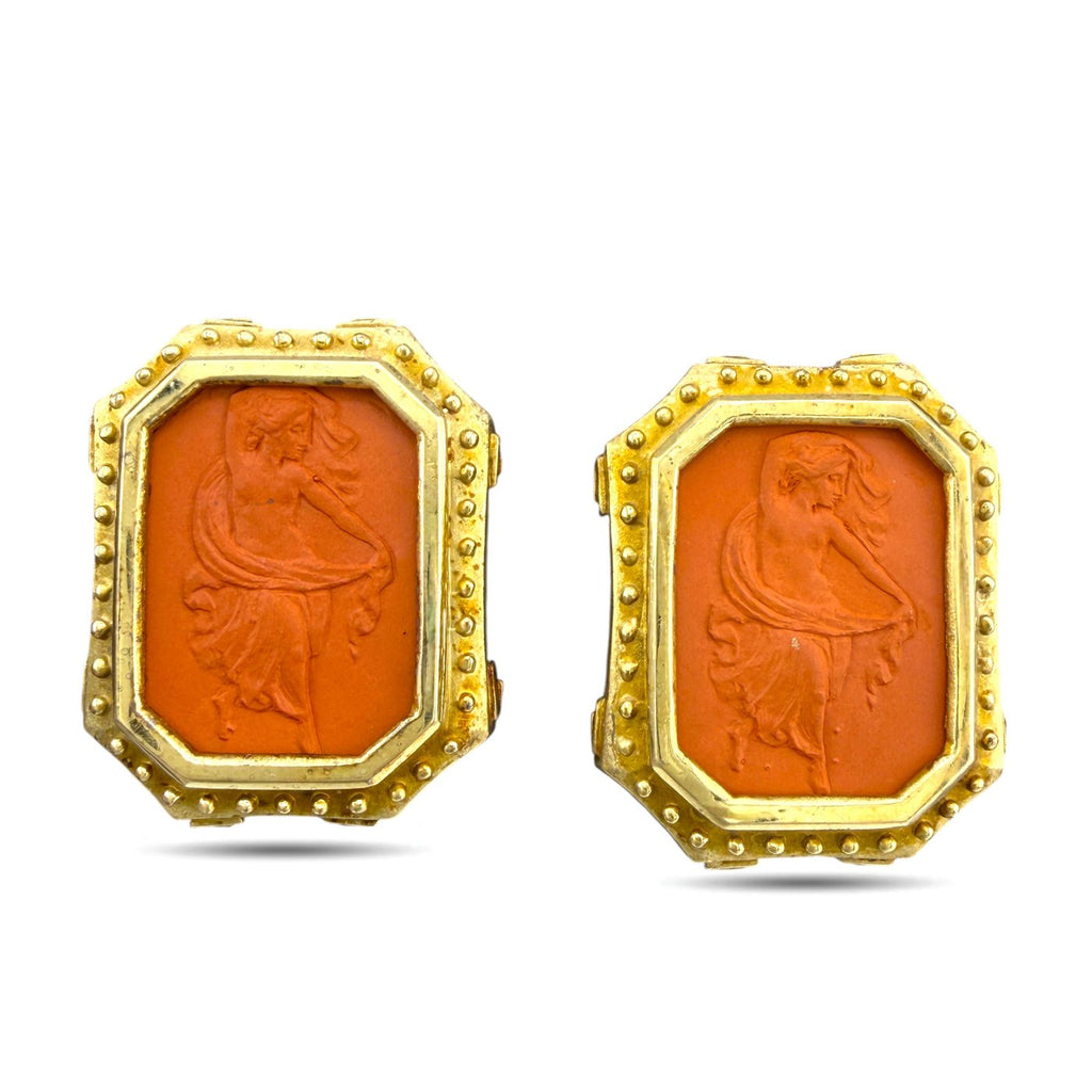 Antique 14K Yellow Gold Dancing Woman Earrings