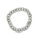 White gold diamond circle-link bracelet with interlocking oval links forming a full loop