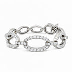 18K White Gold 4.2ct Diamond Oval Link Bracelet