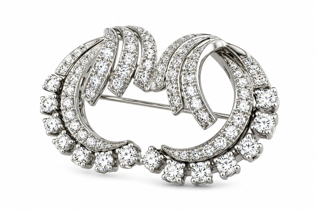 14K White Gold 1.43ct Diamond Brooch