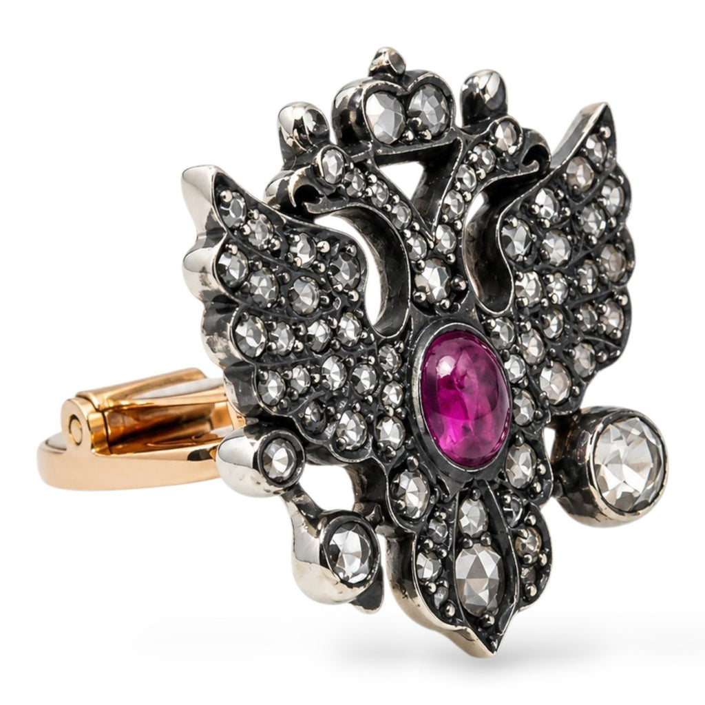 Imperial Russian Jeweled 56K Gold & Diamond Presentation Imperial Cufflinks