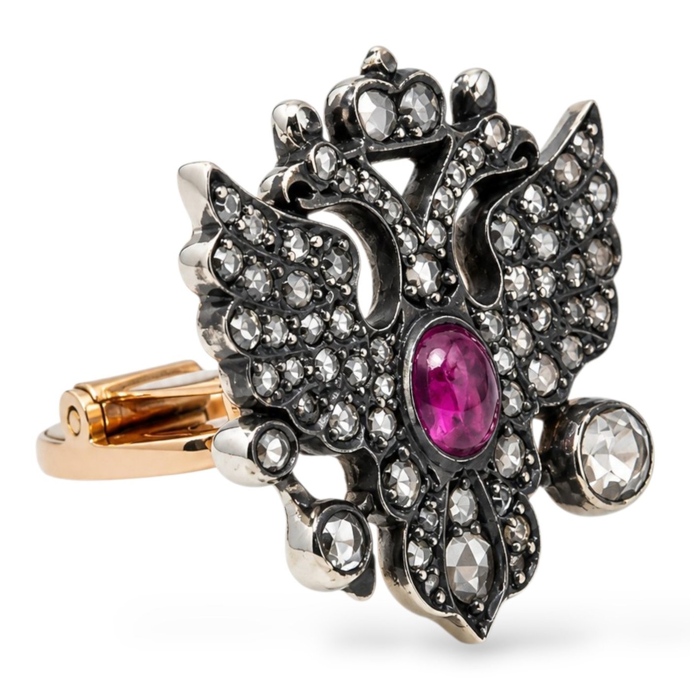 Imperial Russian Jeweled 56K Gold & Diamond Presentation Imperial Cufflinks