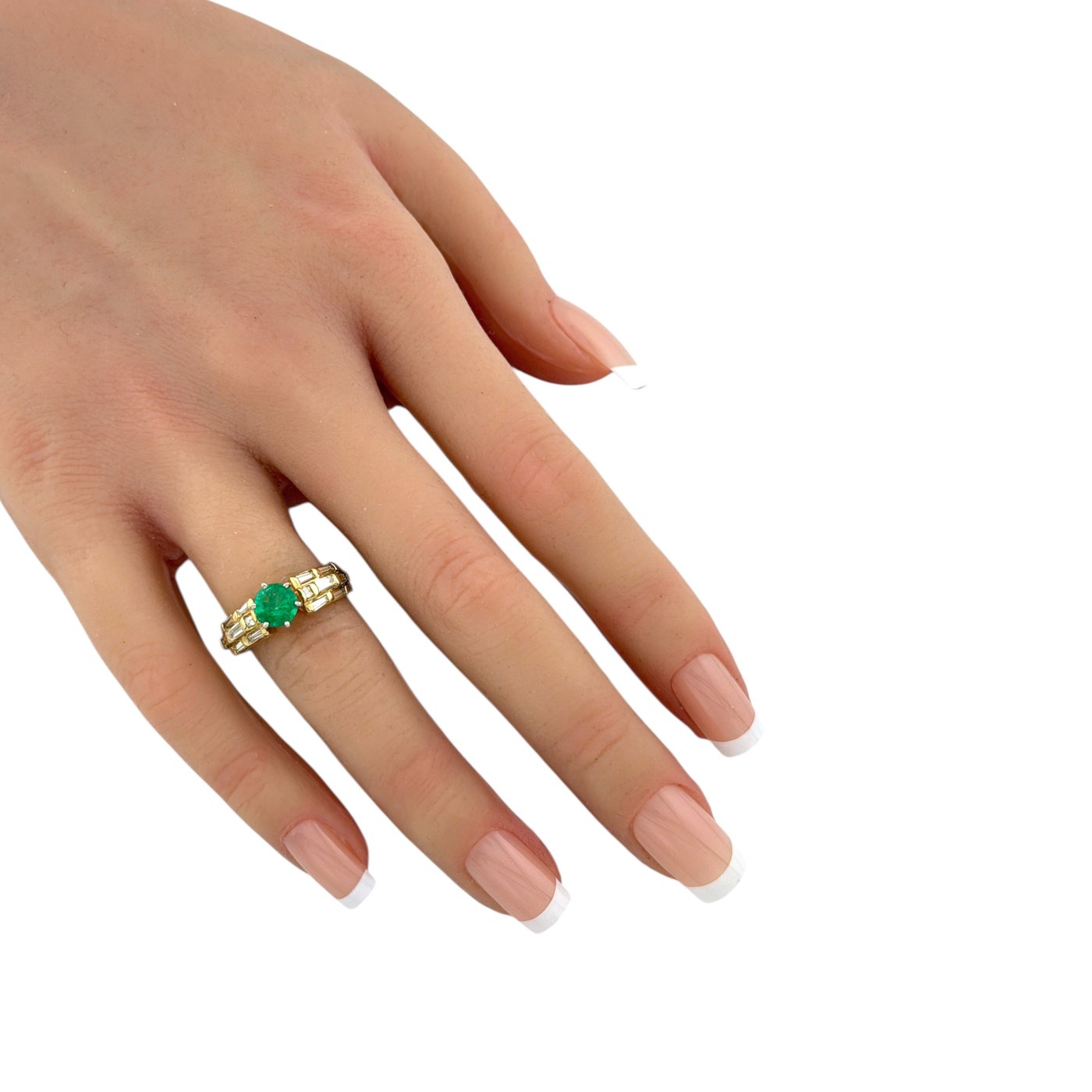 14K Yellow Gold Emerald and 0.75ct Diamond Ring