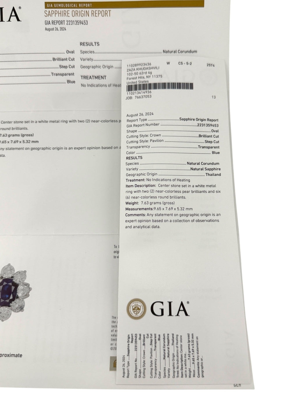 GIA Certified 14K White Gold 3ct Sapphire and 4.7ct Diamond Ring