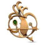 Imperial Russian Period Gold Enamel and Diamond Peacock Brooch Pre-1917