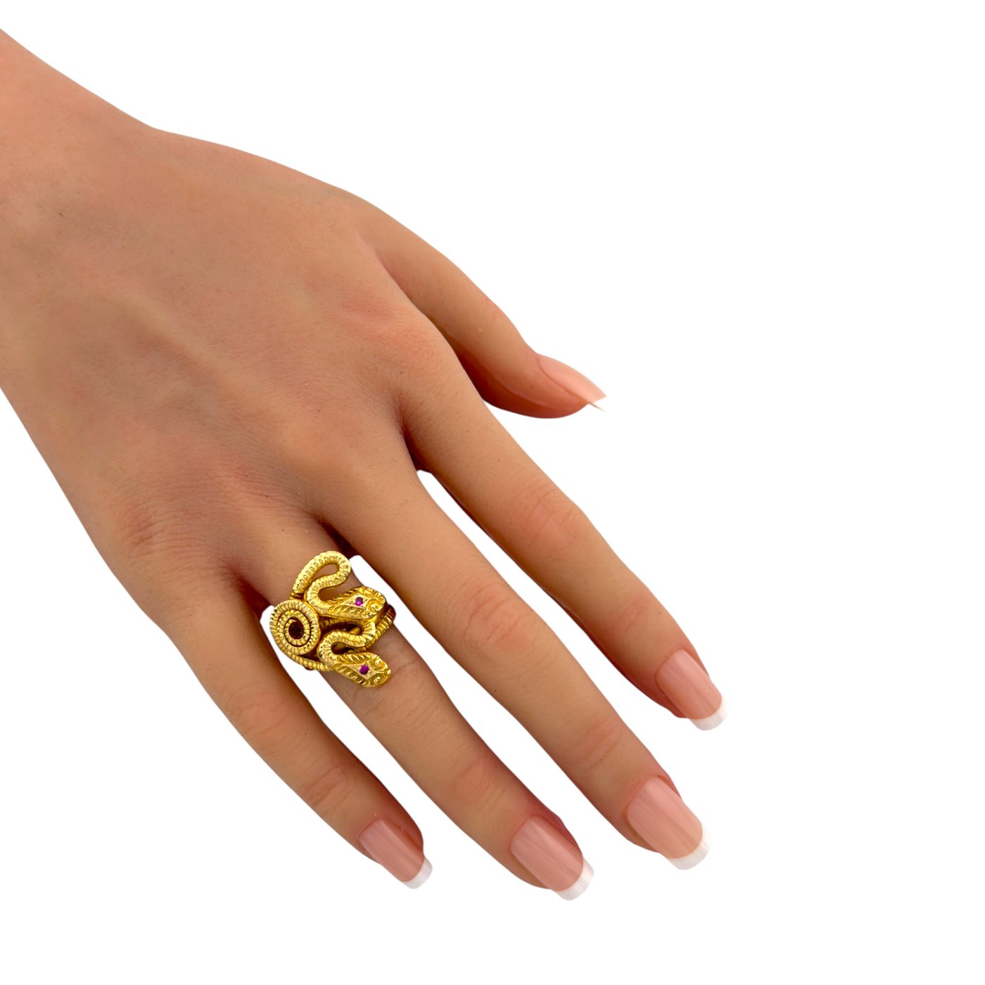 18K Yellow Gold Ruby Serpenti Double Head Ring