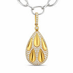 18K three-tone gold teardrop bracelet charm with pavé diamonds