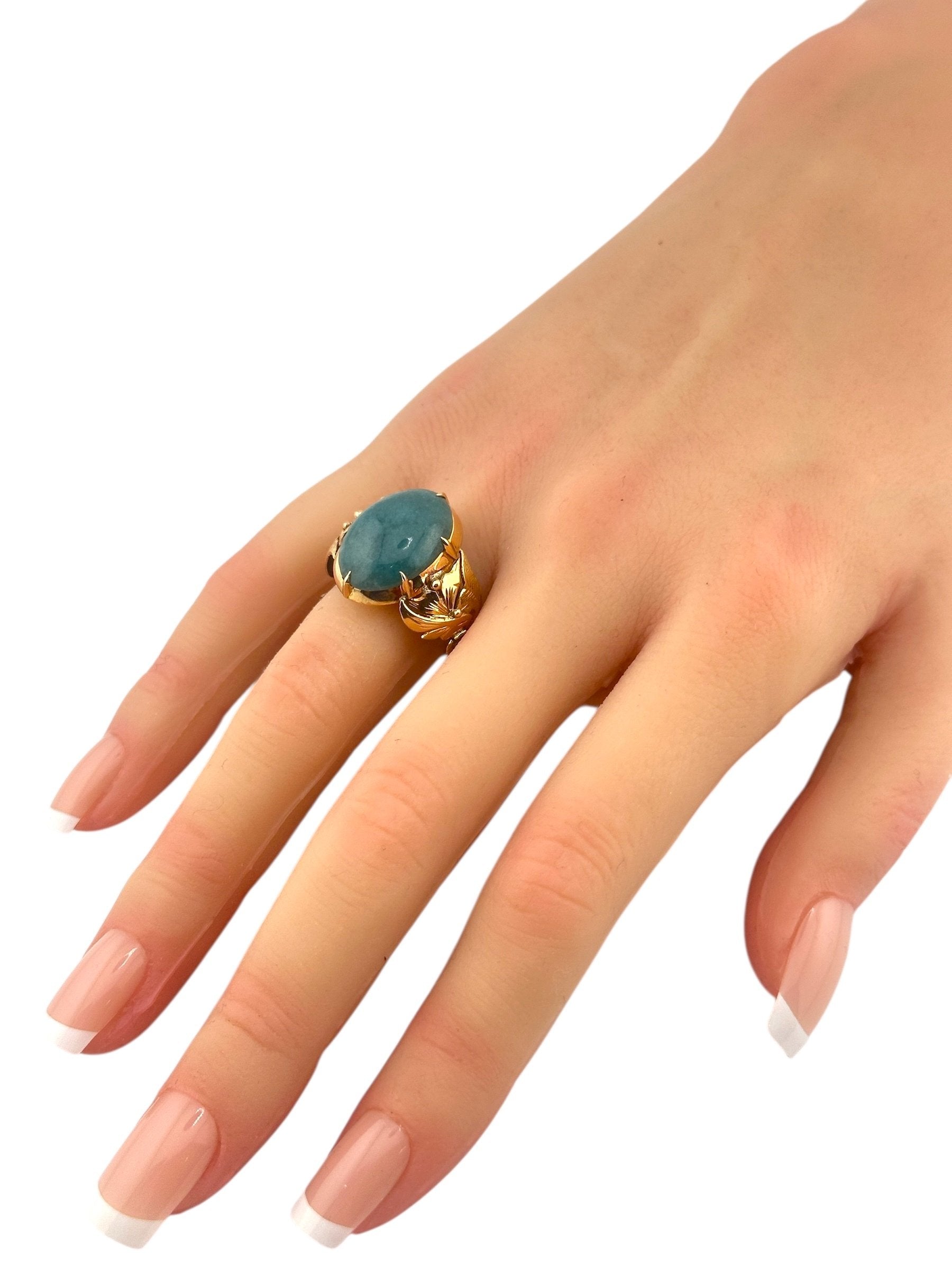 18K Gold Ring with Deep Green Emerald