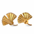 Ginkgo leaf earrings showing diamond-set fronts and gold post backs