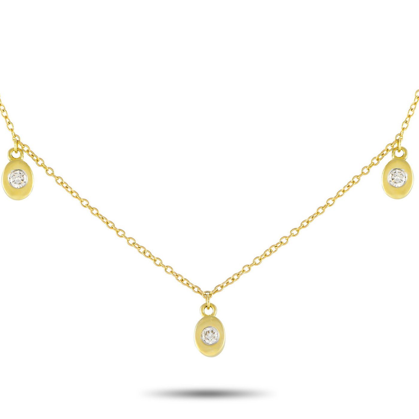 14K Yellow Gold 0.06ct Diamond Station Necklace
