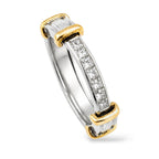 14K White and Yellow Gold and Diamond Band Ring
