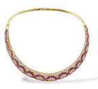 18K Gold 8.3ct Ruby and 13.5ct Diamond Necklace