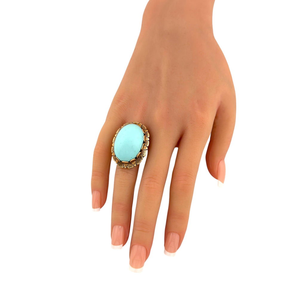 14K Rose Gold Turquoise Statement Ring