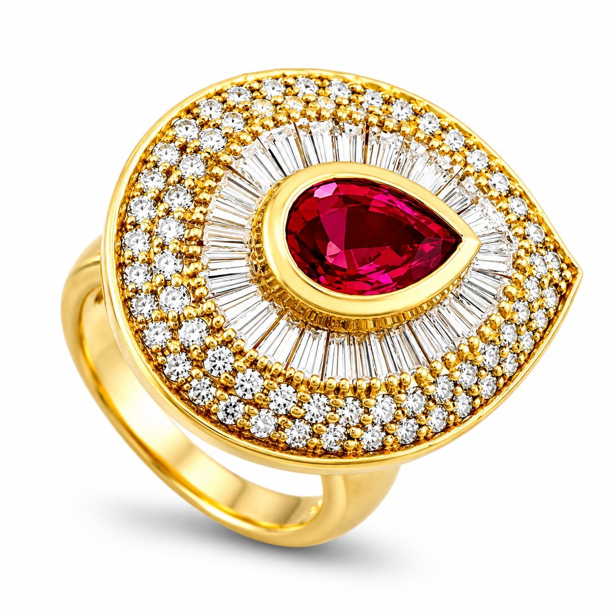 Hammerman Brothers 14K Yellow Gold 0.90ct Ruby & 1.00ct Diamond Ring