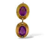 14K Gold Antique Diamond and Regal Amethyst Oval Earrings