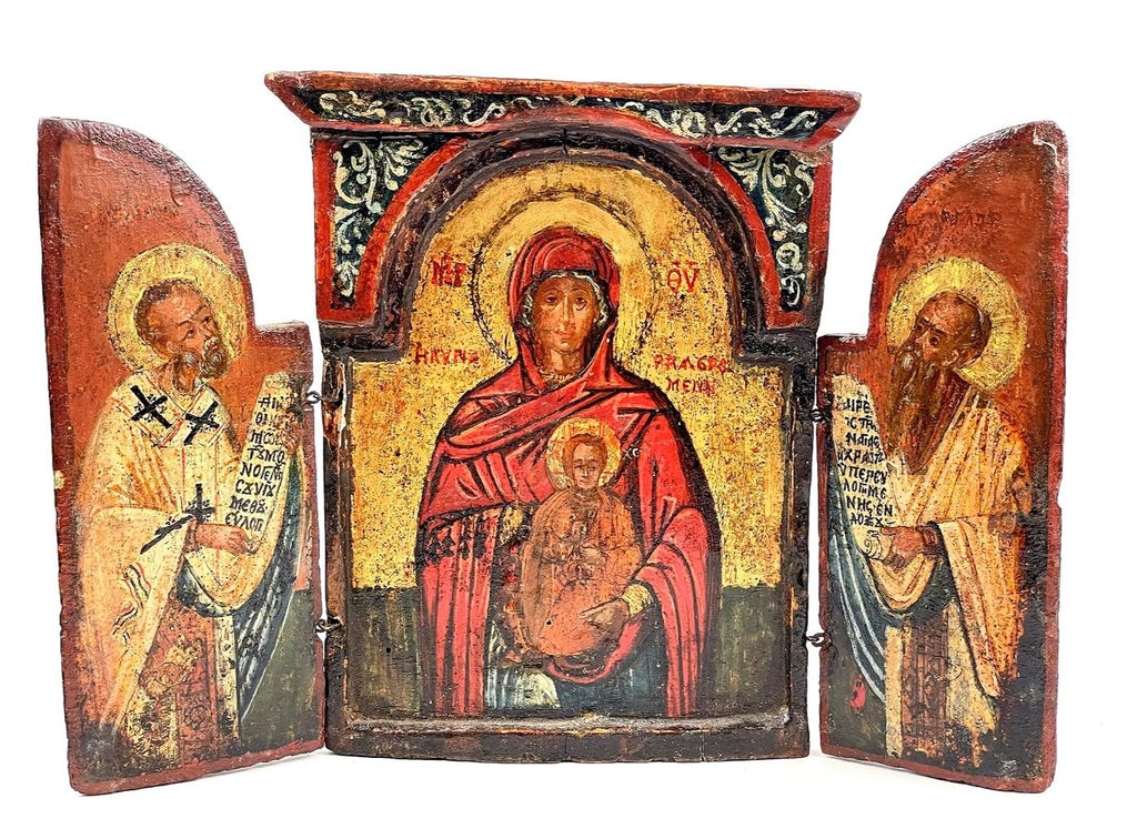 17th Century  Century Antique Greek Triptych Icon