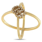 Gucci 18K yellow gold diamond ring with crossover band and pave cluster