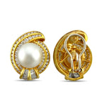 18K Yellow Gold 2.01ct Diamond and Pearl Earrings