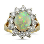 14K Yellow Gold Opal and 0.72ct Diamond Ring