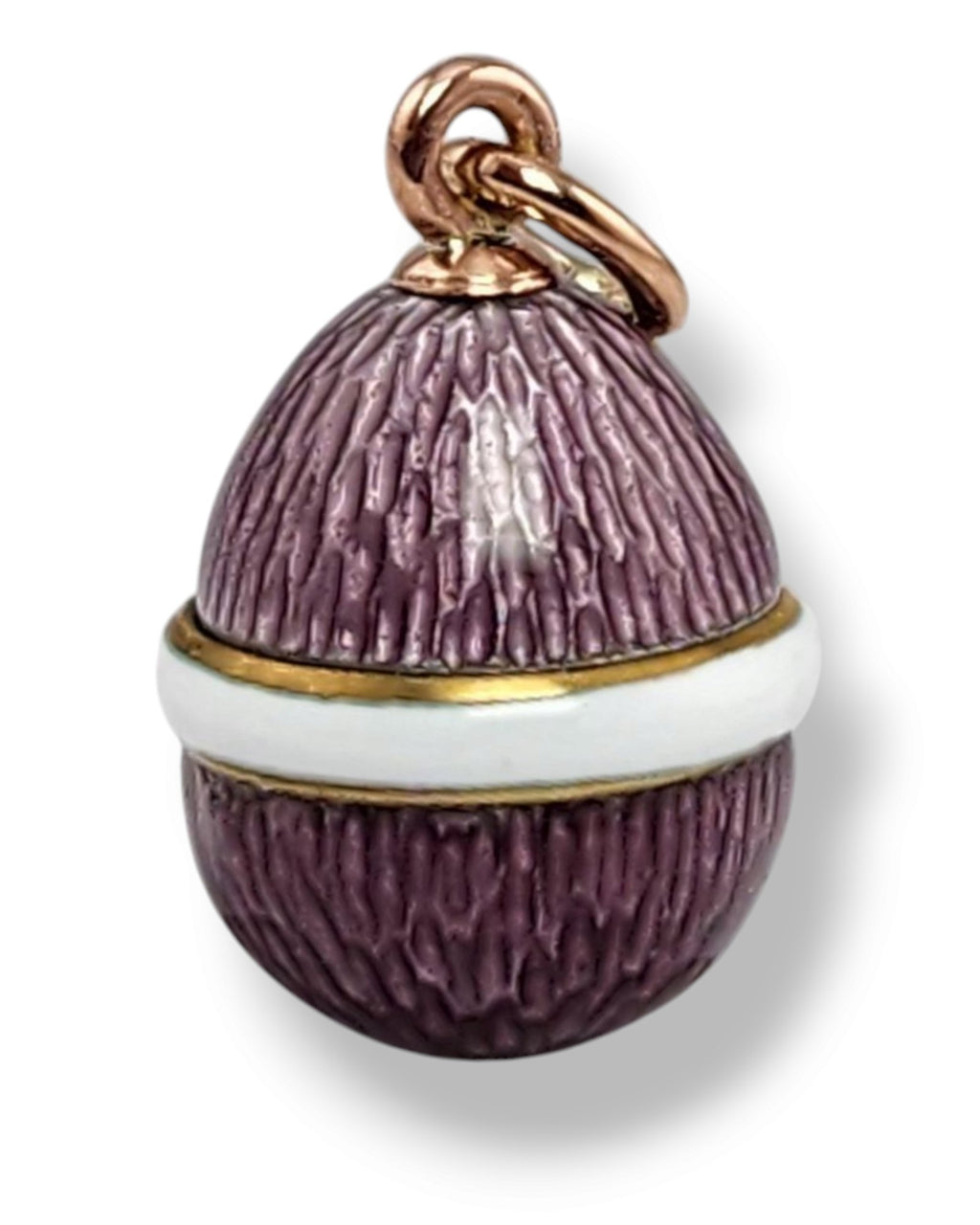 K. Faberge Jeweled 56K Gold and Enamel Egg Pendant Rare Design