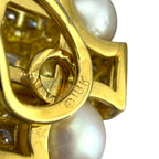 18K Yellow Gold 5.6ct Diamond and Pearl Clip-On Earrings