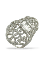 18K White Gold Ring with Radiant and 4ct Round Diamonds