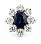 18k Gold 3.0ct  Sapphire and 5.0ct  Diamond Women's Ring