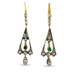 Imperial Russian Jewelled 56K Rose Gold 2.14ct Diamond and Emerald Earrings