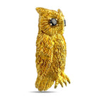 Cellini 18K Yellow Gold Smoky Quartz Owl Brooch