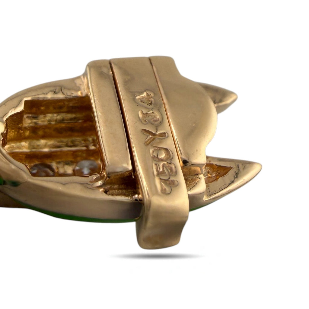 18K Rose Gold Green Enamel and 1.33ct Diamond Link Bracelet