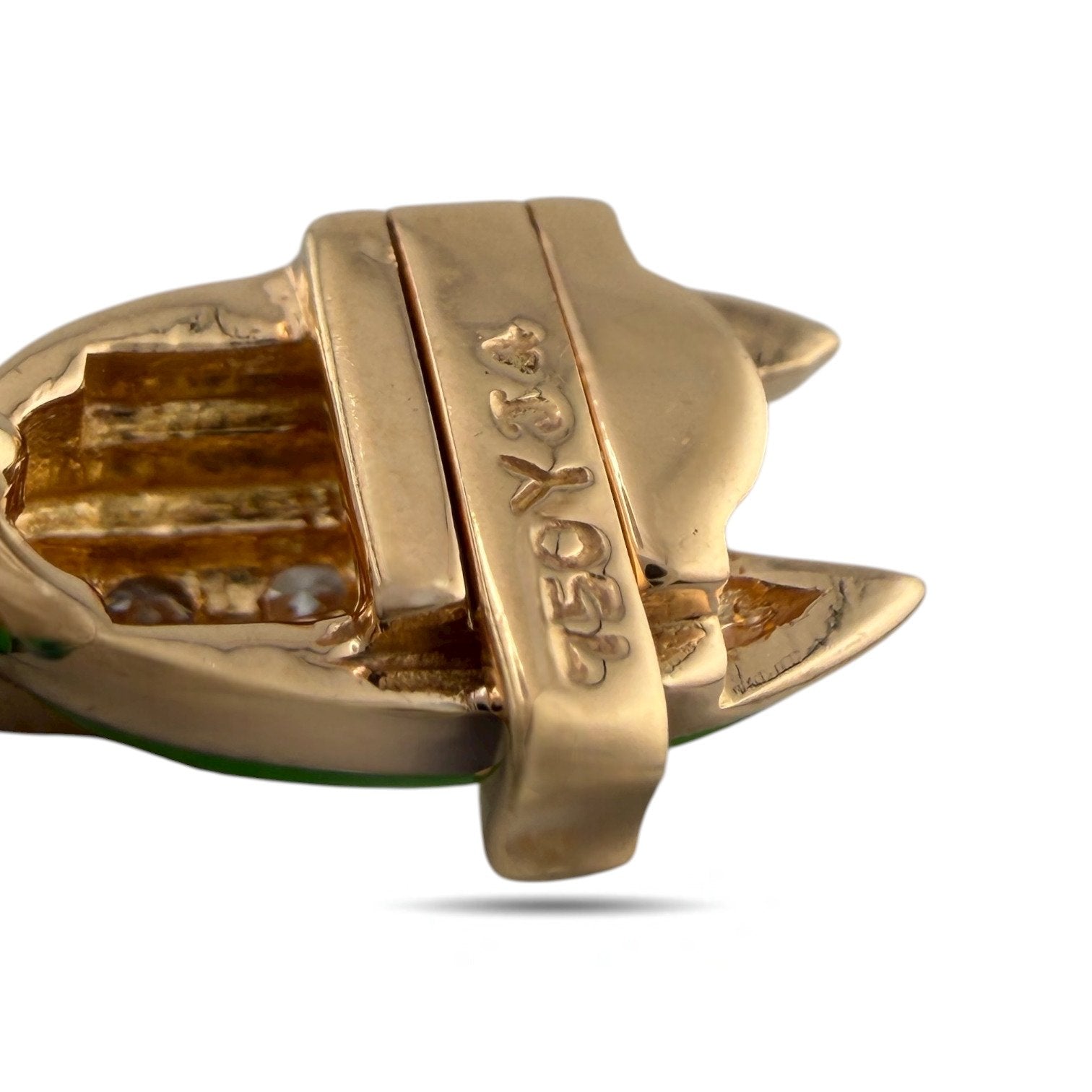 18K Rose Gold Green Enamel and 1.33ct Diamond Link Bracelet