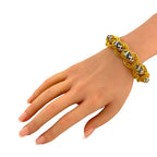 18K Yellow Gold Woven Textured 4.5ct Diamond and 3ct Sapphire Bracelet