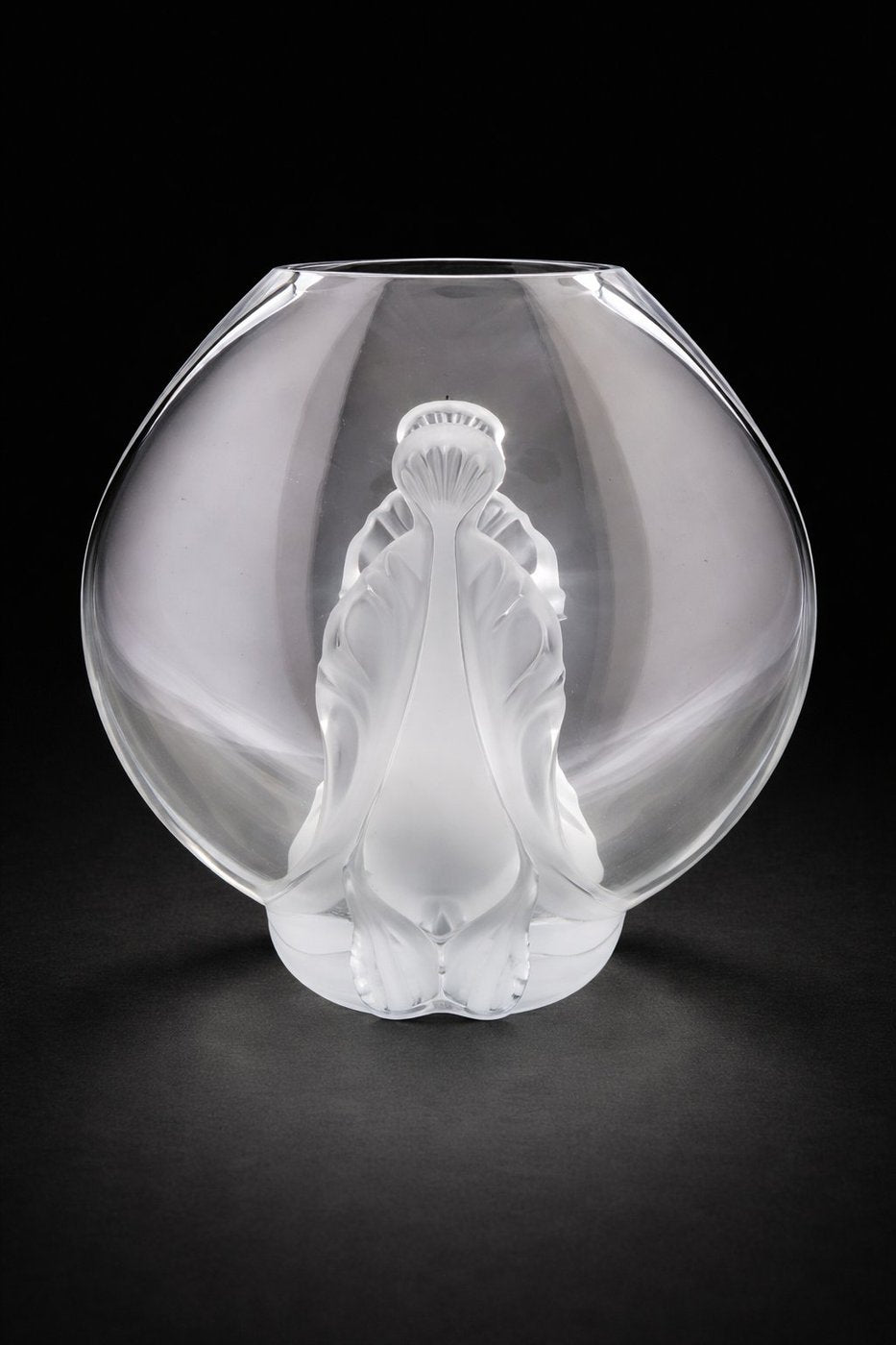 Lalique Garance Abstract Aquatic Vase in Polished and Frosted Crystal France