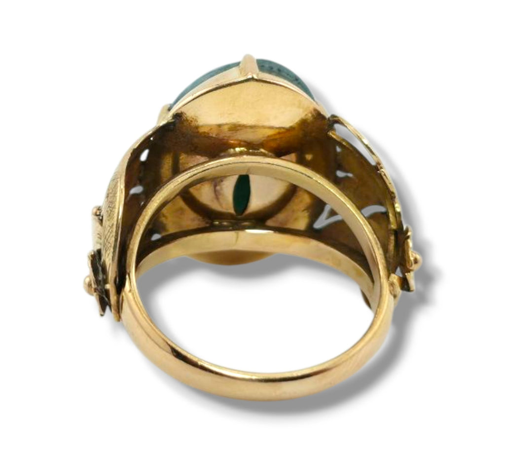 18K Gold Ring with Deep Green Emerald